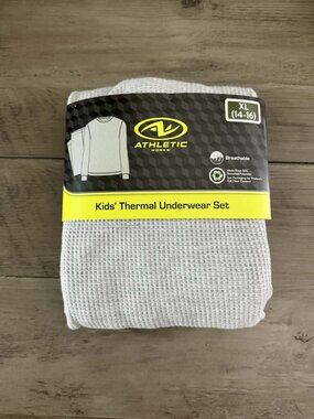 NEW 2Pc 14-16  (XL) Boys Gray Thermal Underwear Set-Waffle Knit